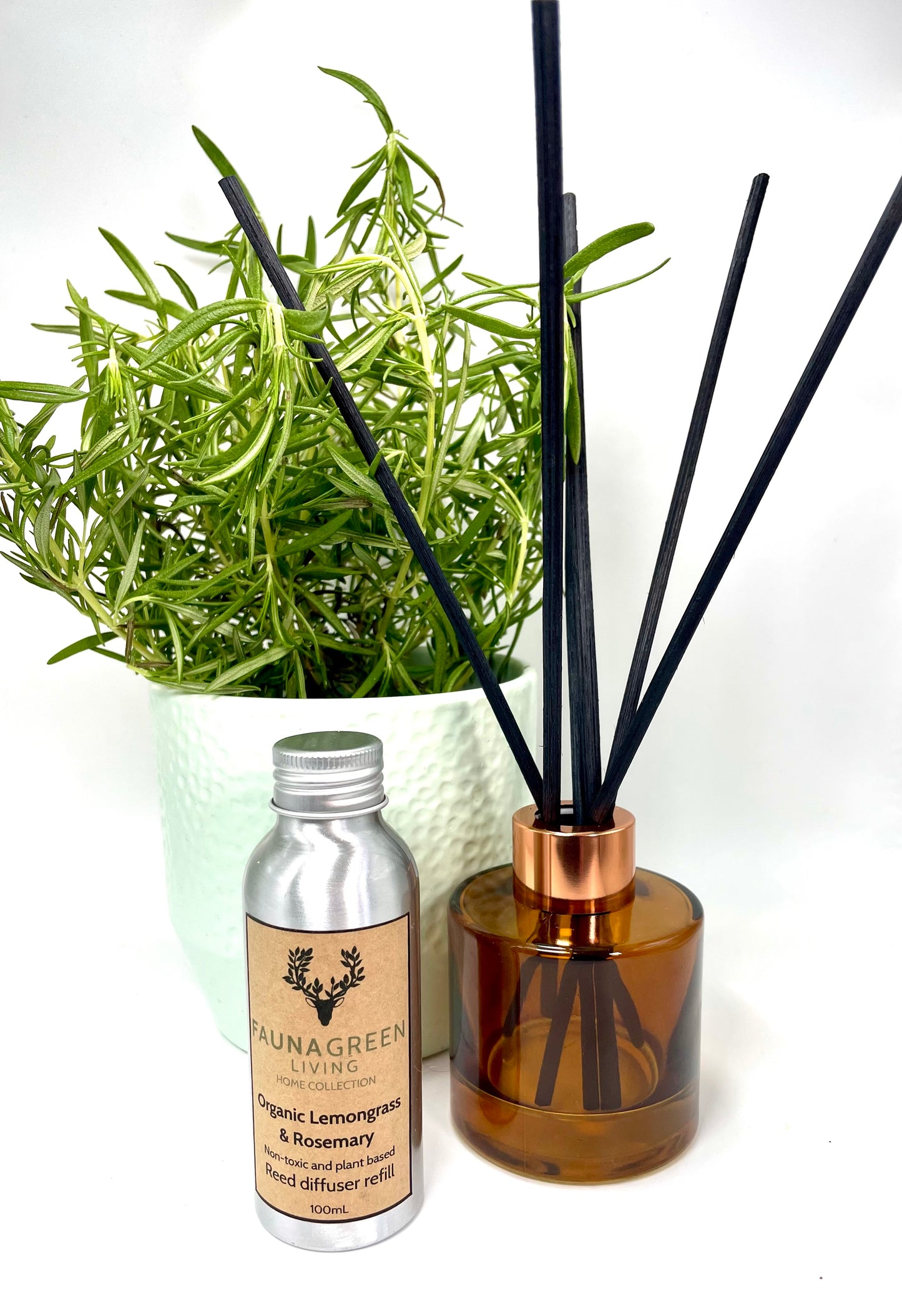 Organic Lemongrass and Rosemary Reed Diffuser Refill | Fauna Green Living